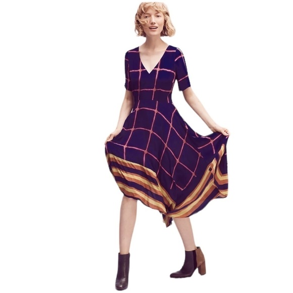 Anthropologie x HD in Paris - Striped Pane Midi Dress Sz 4 - Picture 1 of 11